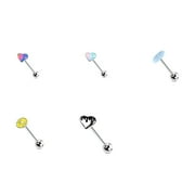 DESIGNICE 5Pcs Tongue Rings,Ingestible-Safe Regulation Level Piercing Jewelry,Long-Term Hue and Reflective Surface Body Jewelry for Women,Mixing1